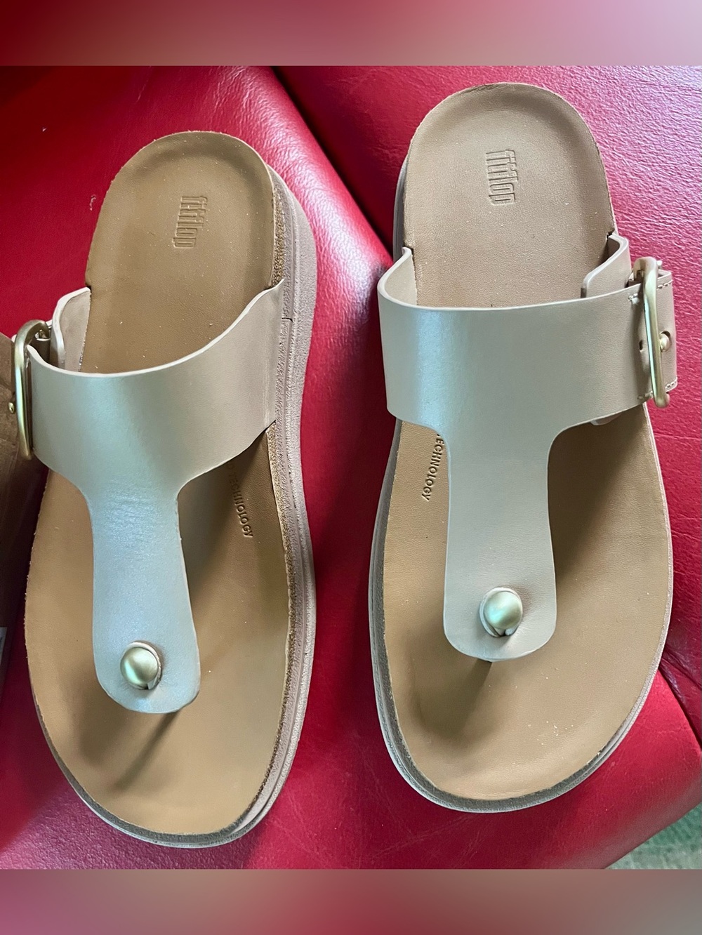 Fitflop womens Gen-ff Buckle Leather Toe-post Sandals, Size 8 - Picture 9 of 10